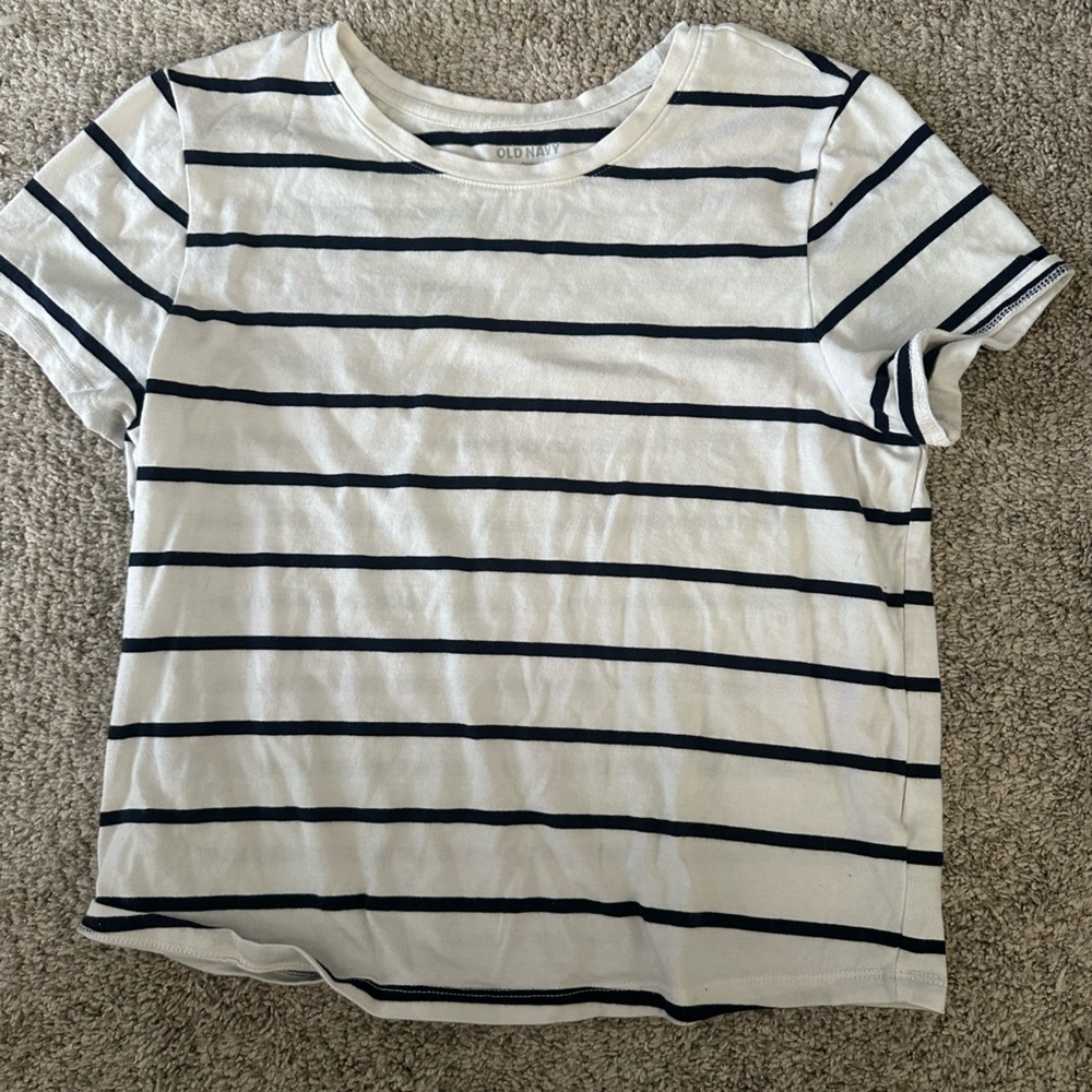 Old Navy Black and White Striped Tee